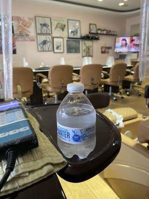 Water given out during a pedicure