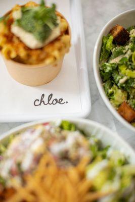 Summer Corn Mac, Kale Caesar Salad, Quinoa Taco Salad