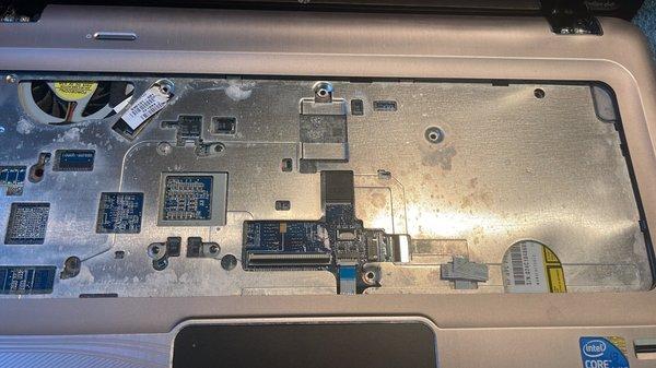 laptop under keyboard water damage