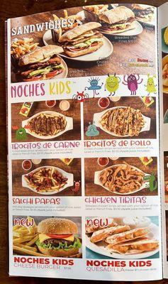 Sandwich & kids Menu 9/19/23