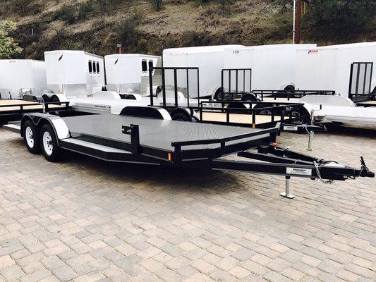 Innovative's Steel deck car haulers and wood deck car trailers, and Featherlite Trailers aluminum car haulers are all in stock now!