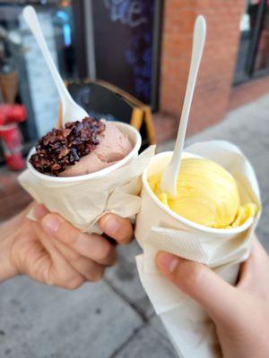 Mini size chocolate lavender and mini size lemon custard