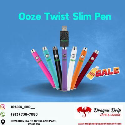 The Ooze Twist Slim Pen is now available at Dragon Drip Vape and Smoke in Overland Park, KS!