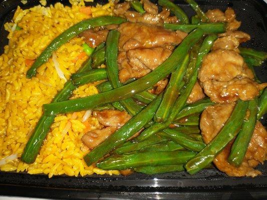 Fried Rice and Beef with string beans