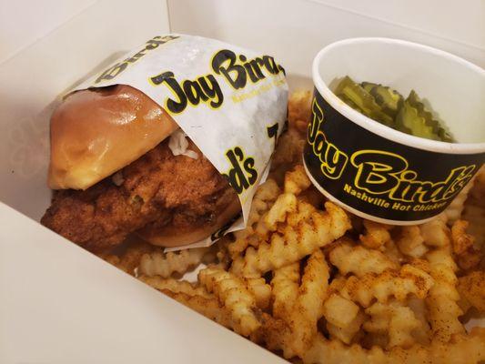 Chicken sandwich and fries