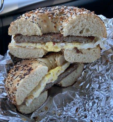 Everything Bagel with Sausage and Egg