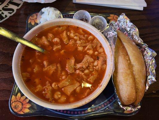 Menudo. Good flavor but Very little meat, Mostly hominy.