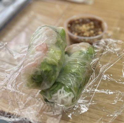 Spring rolls w/ peanut sauce.  The perfect lunch.