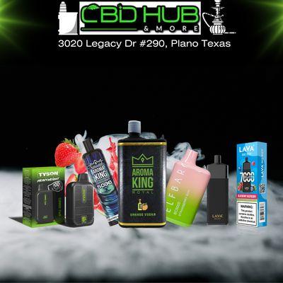 We have your favorite Vapes starting from 2500 Puffs up to 8000 Puffs
 Esco bar, Elf bar, Aroma King, Lava, Lost Mary, Tyson
 Sale 10% Off