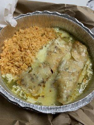 Chicken Enchiladas verdes to go