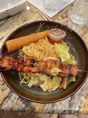 This was about half of the food I got! Combo #1. Pansit, lumpia, and bbq pork!