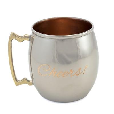 Engraved Nickle with Copper Lining Moscow Mule Mug, Cheers!