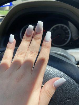 did mani & pedi both plain white for $67 before tip!