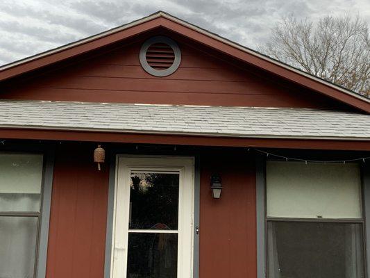 Unpainted flashing on a west facing roof. The glare is ridiculous on a sunny day.