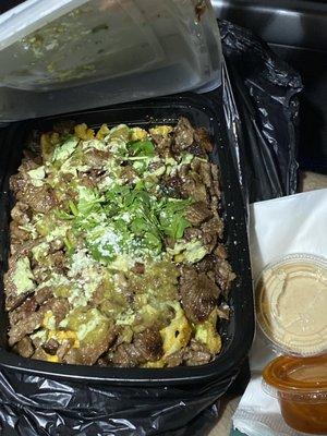 Carne asada waffle fries