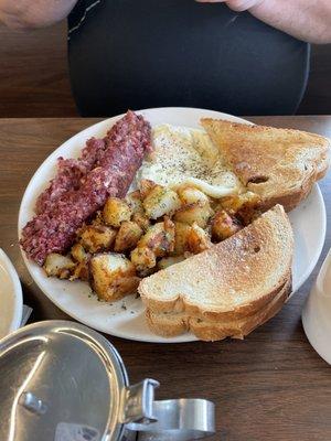 2 Egg with Corned Beef Hash Home Fries Toast