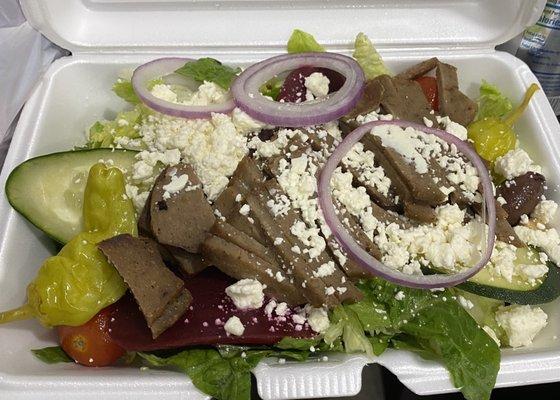 Greek Salad w/Gyro meat, superb..