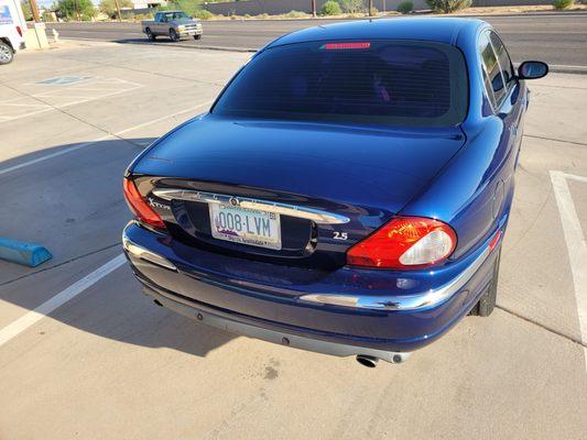 Bumper cap had a deep scratch due to the garage door. All freshly painted and color matched perfectly!