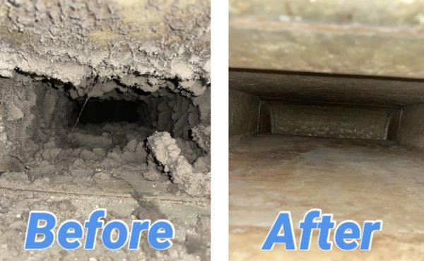 Before & After air duct cleaning service