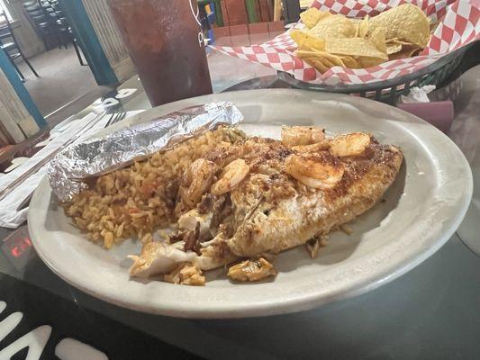 Tilapia and shrimp with double rice.