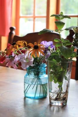 Fresh flowers from the garden.