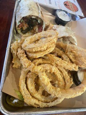 Chicken wrap with Onion Rings