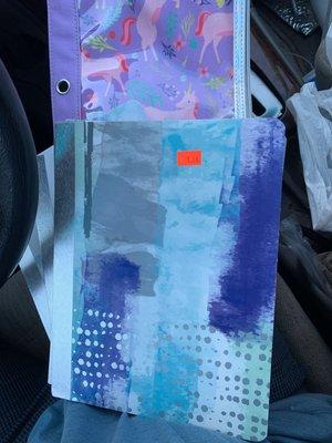 Clearance stuff - Notepads for $1.46 and a Unicorn binder zipper thing! Good use of free rewards, use it or lose it!