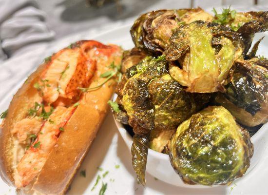 Lobster Roll and Brussel sprouts