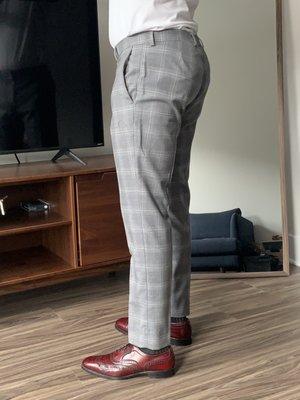 Charles Tyrwhitt pants, hemmed, tapered and taken in the waist.