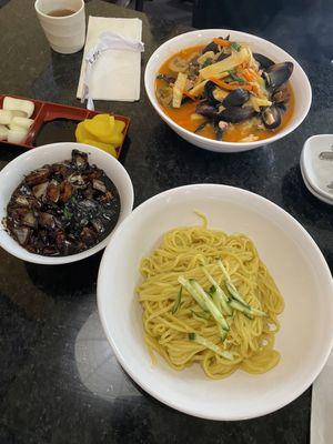 Seafood black bean noodle.  Muscle jjambbong