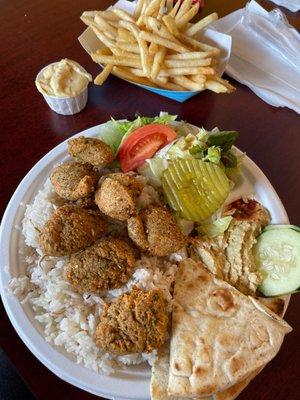 Lunch time! Falafel plate with fries!