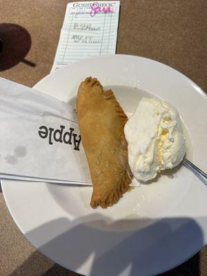 Fried pie (apple) with ice cream