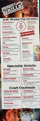 Morning specialty drink menu