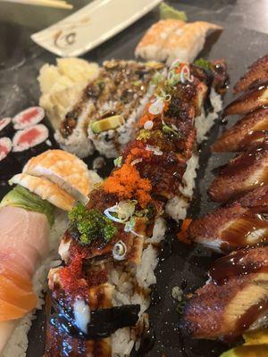 Salmon Roll, Shrimp sushi, Eel Sushi, speciality rolls