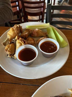 Wings with bbq and cry baby sauce