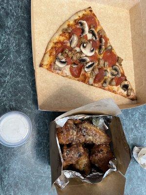 Garlic Parmesan wings and a slice of NY