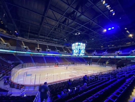 Inside of the arena pre-warmups.