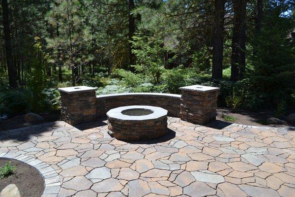 Heritage craftsmen installed this beautiful patio, fire pit and rock wall in Cle Elum, Washington.