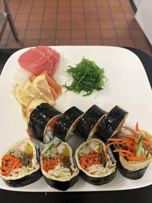 Sashimi combo with keto gimbap