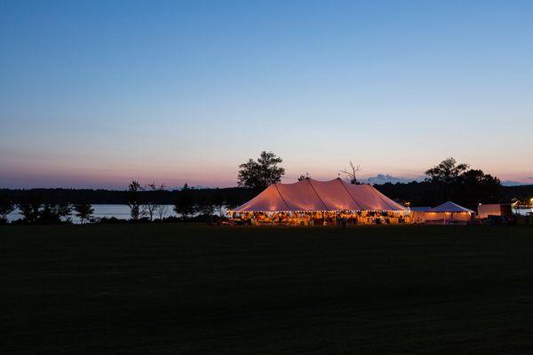 Sailcloth tent at sunset