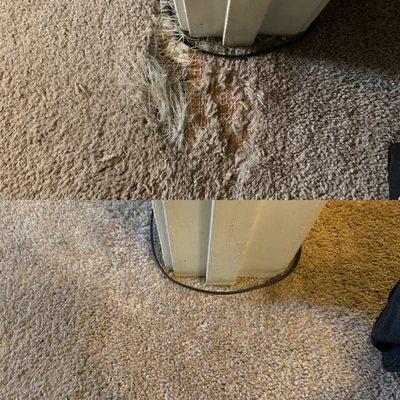 Carpet repair before & after