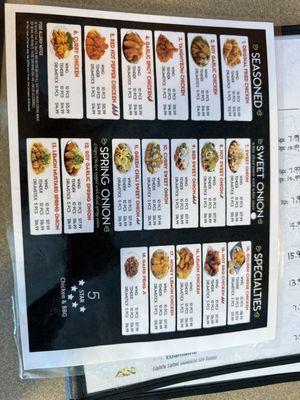 Korean Fried Chicken (KFC) Menu