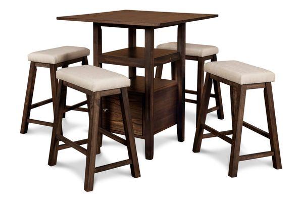 New 5 pc dining set with padded stools and storage under table!