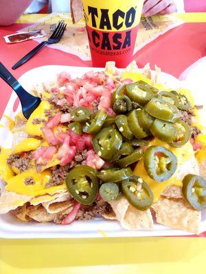 This is the super nachos, these are in the to-go container, you get more for the same price. I get this nearly every time I come here.