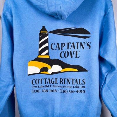 Full zip hoodies for Captain's Cove Cottage Rentals!