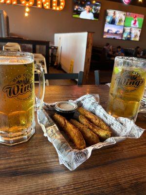 Cold beer, fried pickles w/ranch