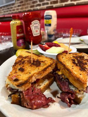 California Reuben and a side of fruit.