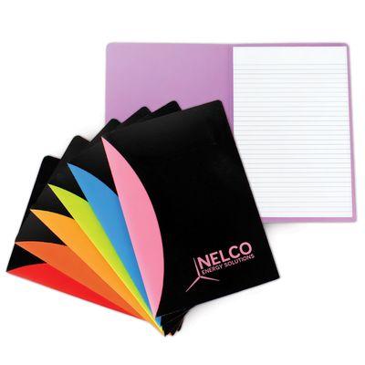 All-in-one custom presentation folder and notepad. Available in mini or large sizes in 7 eye-catching colors, just upload your logo!