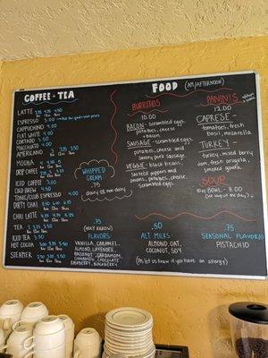 Breakfast/Lunch and espresso menu