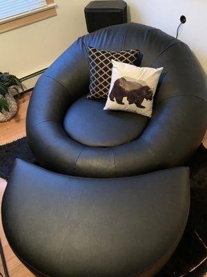 Cuddle chair with new castered ottoman